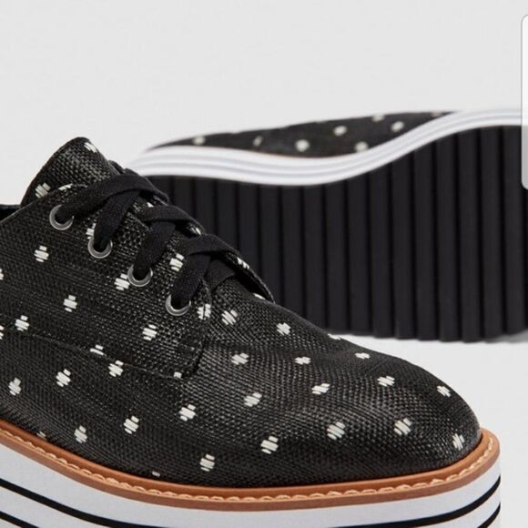 Zara black coated canvas platform polka-dot derby sneakers Size 36 - Picture 3 of 14